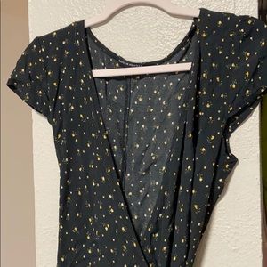 Brandy Melville Robbie Yellow Black Floral Dress